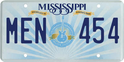 MS license plate MEN454
