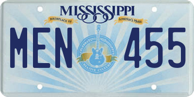 MS license plate MEN455