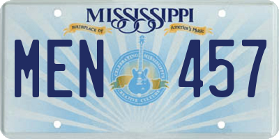 MS license plate MEN457