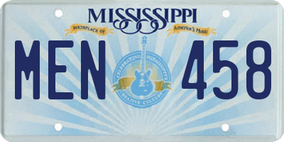MS license plate MEN458