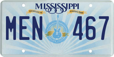 MS license plate MEN467