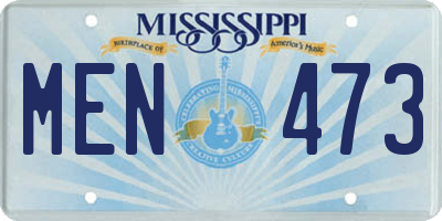 MS license plate MEN473