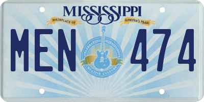 MS license plate MEN474