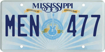 MS license plate MEN477