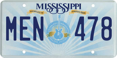 MS license plate MEN478