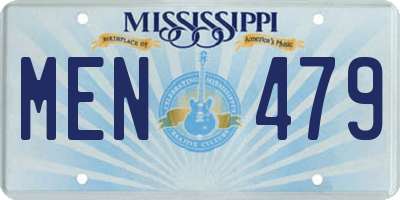 MS license plate MEN479