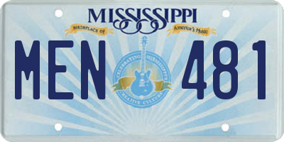 MS license plate MEN481