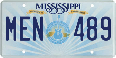 MS license plate MEN489