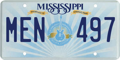 MS license plate MEN497