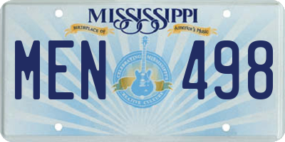 MS license plate MEN498