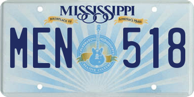 MS license plate MEN518