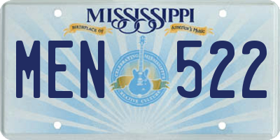 MS license plate MEN522