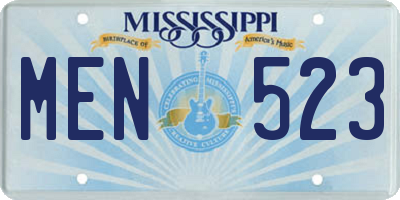 MS license plate MEN523