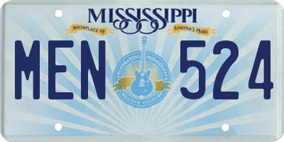 MS license plate MEN524