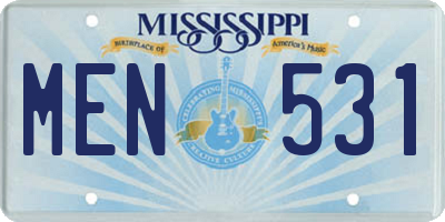 MS license plate MEN531