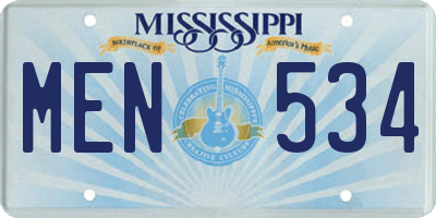 MS license plate MEN534