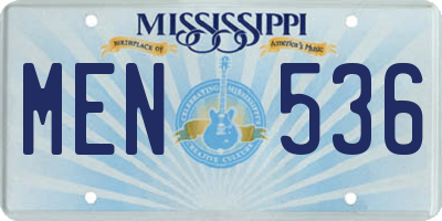 MS license plate MEN536