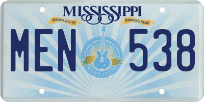MS license plate MEN538