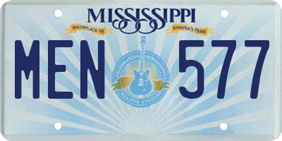 MS license plate MEN577