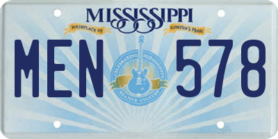 MS license plate MEN578