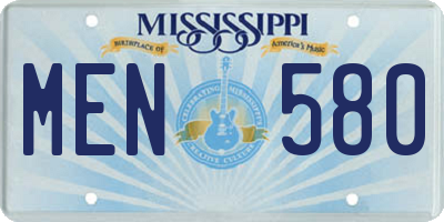 MS license plate MEN580