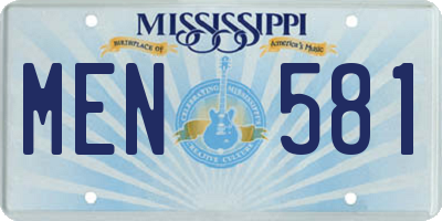 MS license plate MEN581