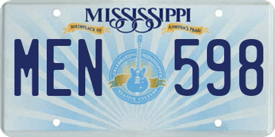 MS license plate MEN598