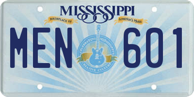 MS license plate MEN601