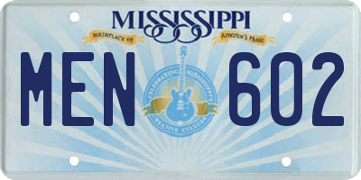 MS license plate MEN602