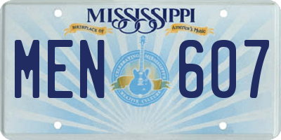 MS license plate MEN607