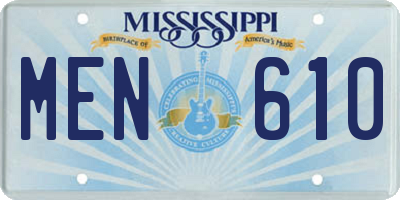 MS license plate MEN610
