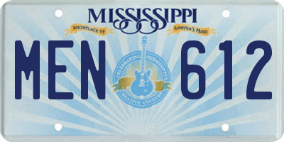 MS license plate MEN612
