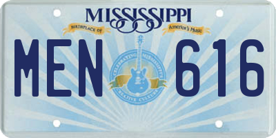 MS license plate MEN616