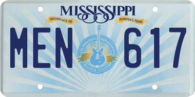 MS license plate MEN617