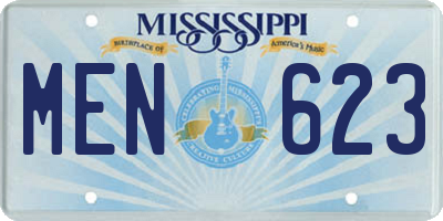 MS license plate MEN623