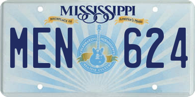 MS license plate MEN624