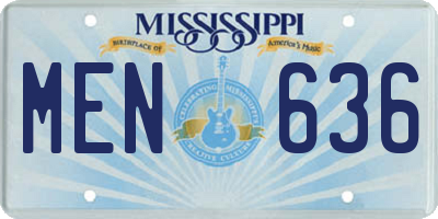 MS license plate MEN636