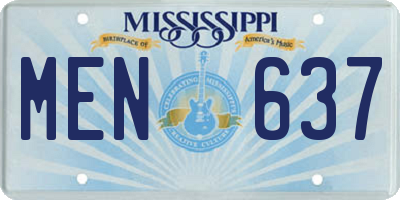 MS license plate MEN637
