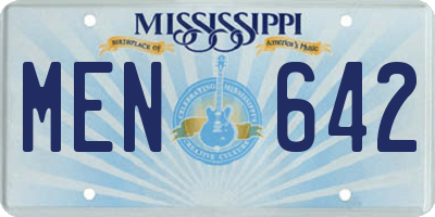 MS license plate MEN642