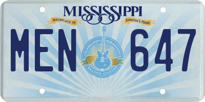 MS license plate MEN647