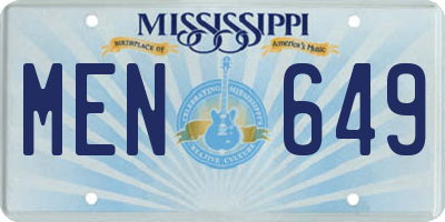 MS license plate MEN649