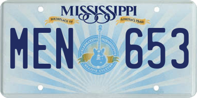 MS license plate MEN653