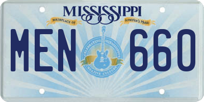 MS license plate MEN660
