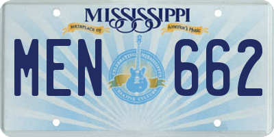 MS license plate MEN662
