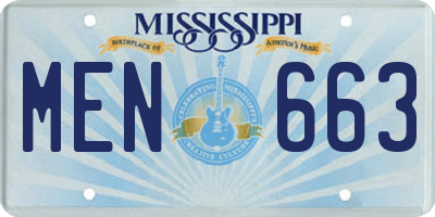 MS license plate MEN663