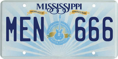 MS license plate MEN666