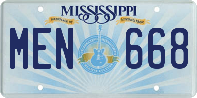 MS license plate MEN668