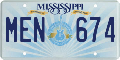 MS license plate MEN674
