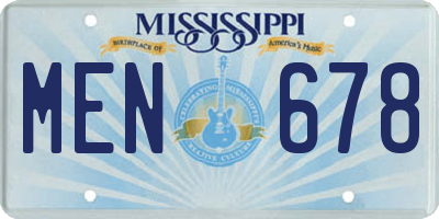 MS license plate MEN678