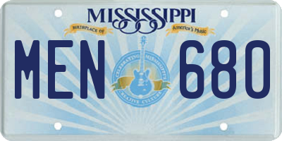 MS license plate MEN680
